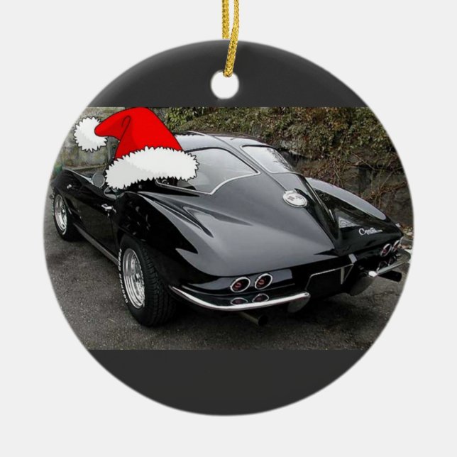 Adorno De Cerámica Ventana/Navidades de división negra Corvette (Frente)