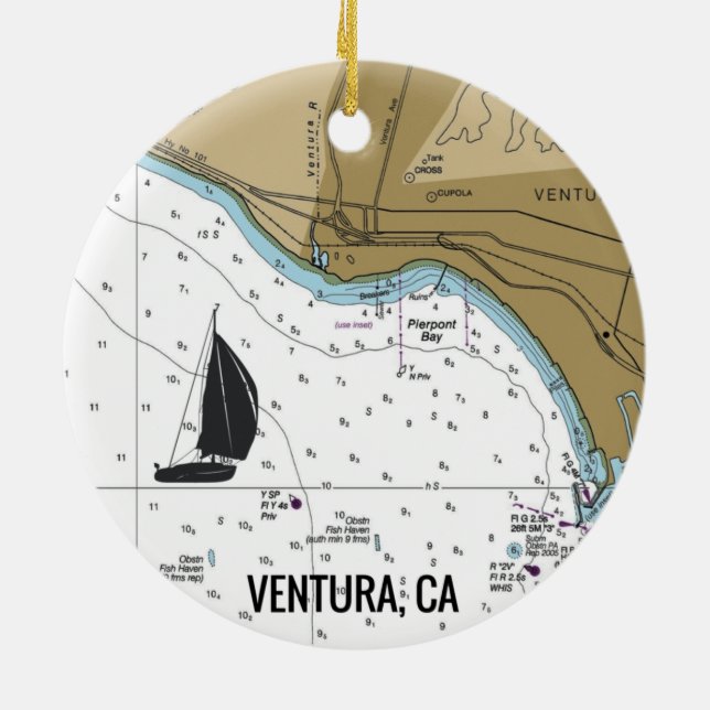 Adorno De Cerámica Ventura CA Sailing (Atrás)