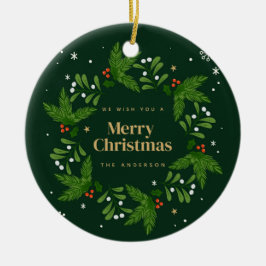 Adorno De Cerámica Verdadero Leave Snowflake Feliz Navidad