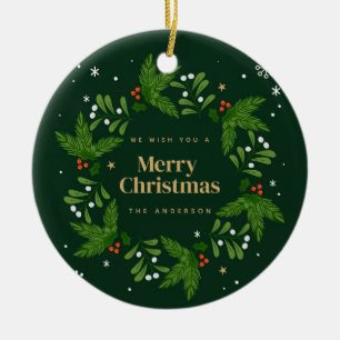 Adorno De Cerámica Verdadero Leave Snowflake Feliz Navidad