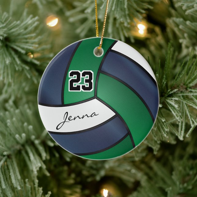 Adorno De Cerámica Verde, azul marino y blanco - Voleibol 🏐 (Árbol)