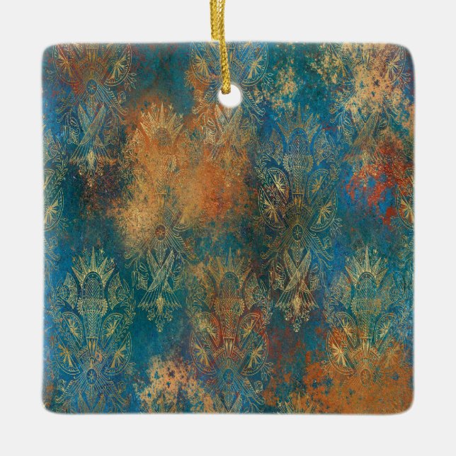 Adorno De Cerámica Verde azulada Cooper Patina (Anverso)