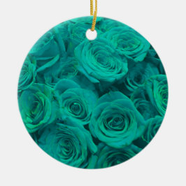 Adorno De Cerámica Verde azulado elegante romántico - rosas verdes