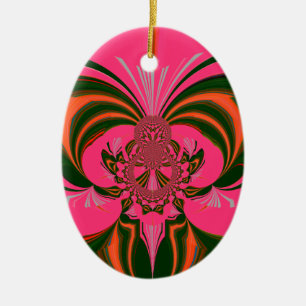 Adorno De Cerámica Verde dorado rojo rosado