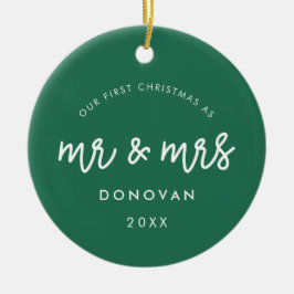 Adorno De Cerámica Verde lindo Nuestra primera foto de Navidad