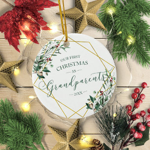 Adorno De Cerámica Verde Nuestro Primer Navidad Abuelos 2020