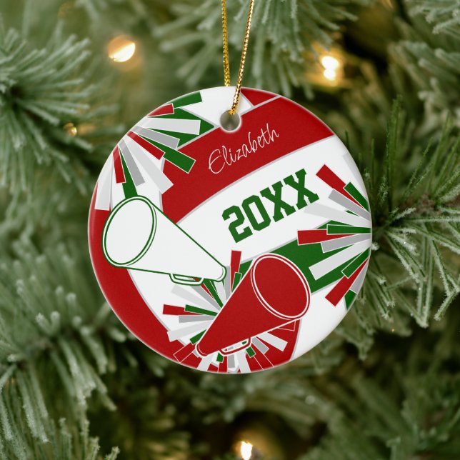 Adorno De Cerámica verde rojo o animador de voleibol de CUALQUIER COL (Árbol)