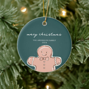 Adorno De Cerámica Verde verde limpio Metalizado Feliz Navidad Ginger