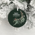 Adorno De Cerámica Verdes modernos y elegantes acuarelas de cerámica<br><div class="desc">Verde oscuro,  moderno y elegante color de agua rústico secado de color floral botánico mudo de vacaciones decoración de adorno navideño.</div>
