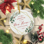 Adorno De Cerámica Verdor Nuestra Primera Navidad En Nuestro Nuevo Ho<br><div class="desc">Verdor Nuestra Primera Navidad En Nuestro Nuevo Ornamento De Cerámica Doméstica</div>