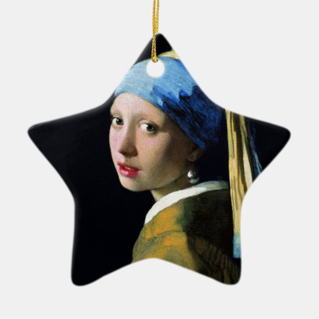 Adorno De Cerámica Vermeer - chica con un pendiente de la perla (Frente)
