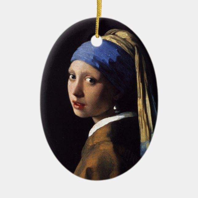 Adorno De Cerámica Vermeer Chica Pearl Earring Masterpiece Pintura (Frente)