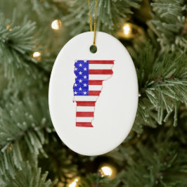 Adorno De Cerámica Vermont USA flag silhouette state map