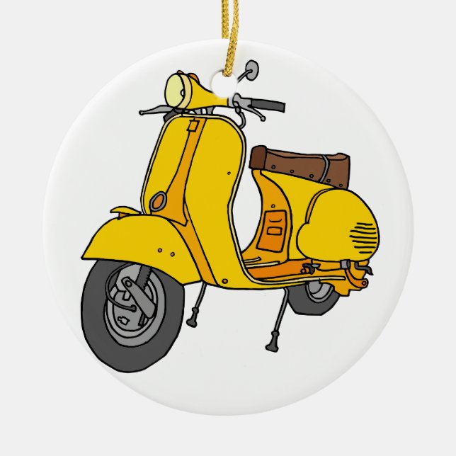 Adorno De Cerámica Vespa de motor amarilla (Frente)