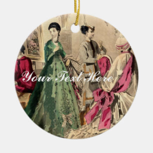 Adorno De Cerámica Vestido del Victorian con el arco rosado