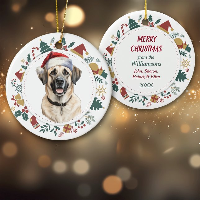 Adorno De Cerámica Vestigios de Navidades de perro de Santa Hat Anato (Subido por el creador)