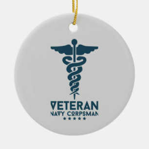 Adorno De Cerámica Veterano Corpsman de la Marina   Honor médico mili