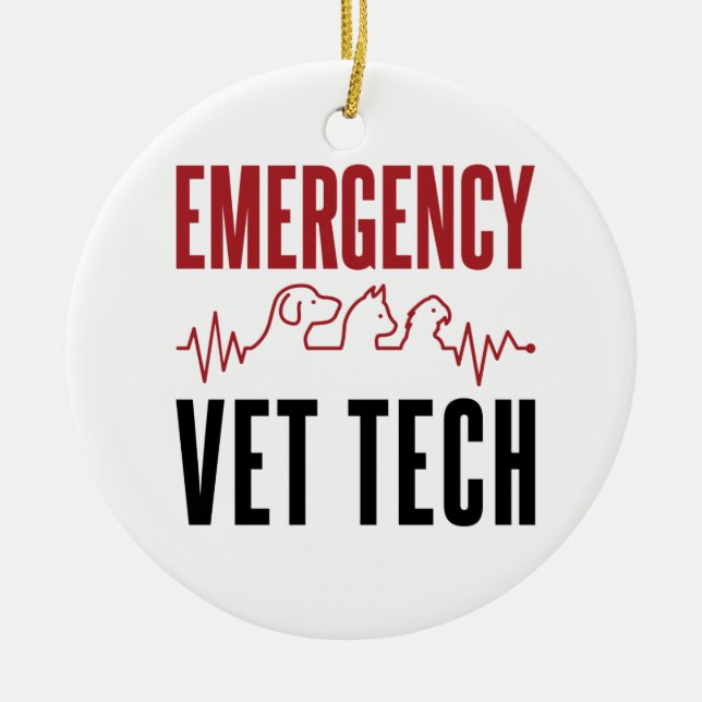Adorno De Cerámica Veterinario de emergencia Vet Tech Critical Care (Frente)