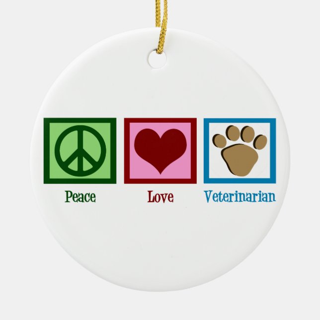 Adorno De Cerámica Veterinario del amor de la paz (Frente)