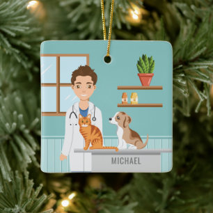 Adorno De Cerámica Veterinario Médico Vet Hombre Mascota Animal Docto