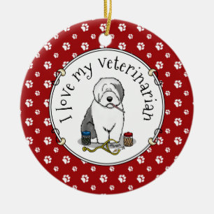 Adorno De Cerámica Veterinario Oveja Inglés Gray 1 Cute Vet