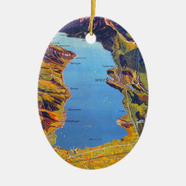 Adorno De Cerámica Viaje al lago de Thun Suiza (Frente)