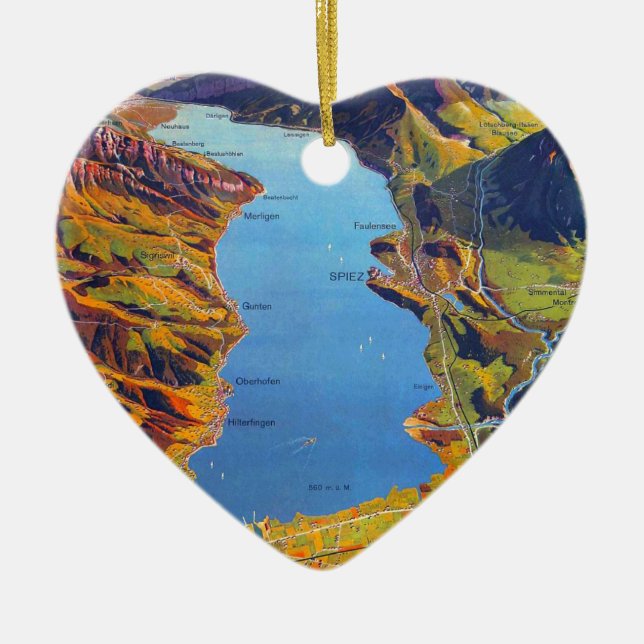 Adorno De Cerámica Viaje al lago de Thun Suiza (Frente)