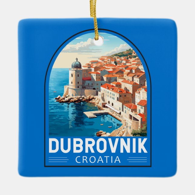 Adorno De Cerámica Viaje de arte de Dubrovnik Croacia (Anverso)