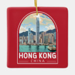 Adorno De Cerámica Viaje de arte de Hong Kong China<br><div class="desc">Diseño de viaje vectorial retro de Hong Kong. Una mezcla de este y oeste: Hong Kong se jacta de una cautivadora mezcla de influencias chinas y occidentales.</div>