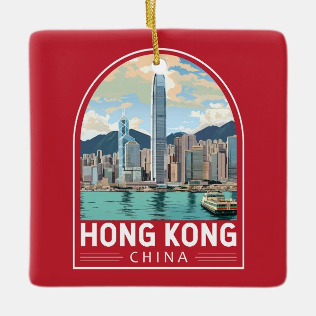 Adorno De Cerámica Viaje de arte de Hong Kong China (Anverso)