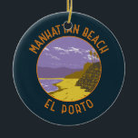 Adorno De Cerámica Viaje de arte de Manhattan Beach California<br><div class="desc">Manhattan Beach en un estilo de arte vectorial. Manhattan Beach es una tranquila comunidad de South Bay,  popular entre familias y amantes del exterior.</div>