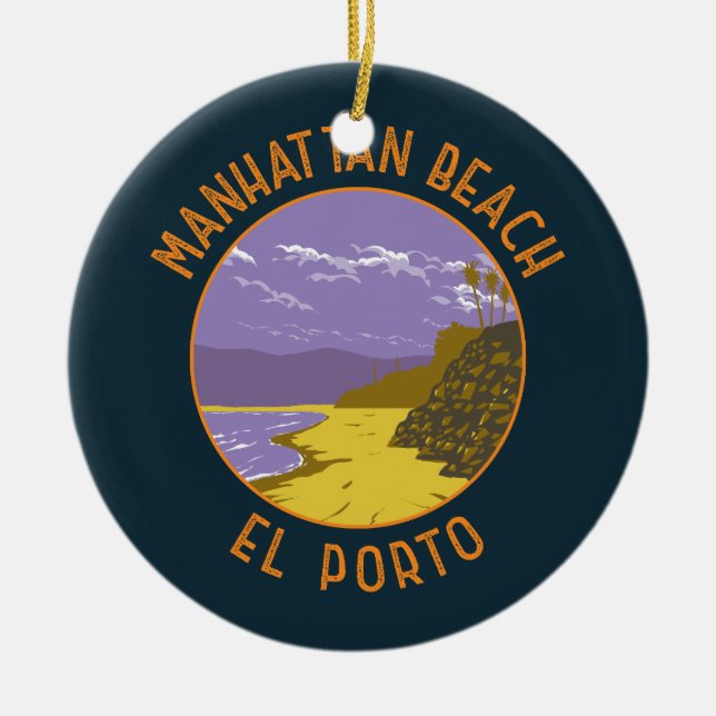 Adorno De Cerámica Viaje de arte de Manhattan Beach California (Frente)