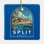 Adorno De Cerámica Viaje de arte de Split en Croacia<br><div class="desc">Diseño de viaje vector retro dividido. Split,  históricamente conocida como Spalato,  es la segunda ciudad más grande de Croacia después de la capital Zagreb,  la ciudad más grande de Dalmacia y la ciudad más grande de la costa croata.</div>