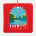 Adorno De Cerámica Viaje de arte de Toronto Canadá<br><div class="desc">Diseño de viaje vector retro de Toronto. Toronto,  la capital de la provincia de Ontario,  es una importante ciudad canadiense a lo largo de la orilla noroccidental del lago Ontario.</div>