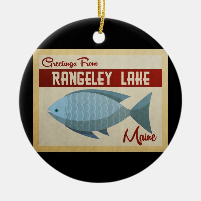 Adorno De Cerámica Viaje de cosecha de peces Rangeley Lake Maine (Frente)