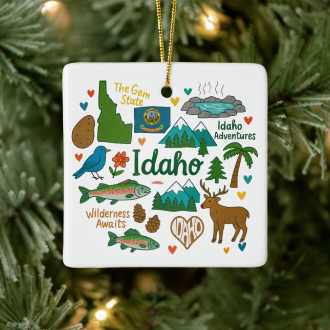 Adorno De Cerámica Viaje de familia de Personalizado Idaho Navidades  (Árbol)