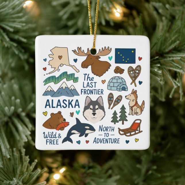 Adorno De Cerámica Viaje de familia Personalizado de Alaska Navidades (Árbol)