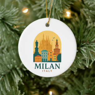 Adorno De Cerámica Viaje de Milán Italia Vintage Retro Duomo