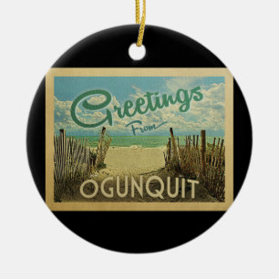 Adorno De Cerámica Viaje del vintage de la playa de Ogunquit Maine