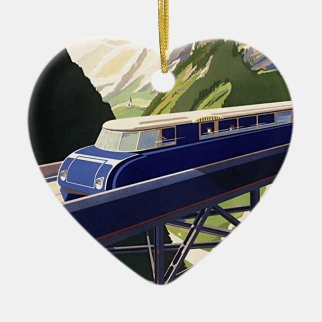 Adorno De Cerámica Viaje en tren de la Vieja Europa (Frente)