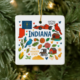 Adorno De Cerámica Viaje Familiar Personalizado de Navidad en Indiana