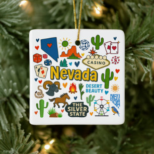 Adorno De Cerámica Viaje Familiar Personalizado de Navidad en Nevada