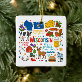 Adorno De Cerámica Viaje Familiar Personalizado de Navidad en Wiscons
