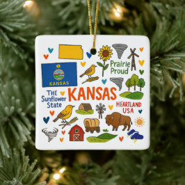 Adorno De Cerámica Viaje Familiar Personalizado por Kansas en Navidad