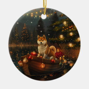 Adorno De Cerámica Viaje Festivo de Navidad de Akita