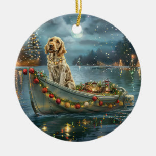 Adorno De Cerámica Viaje Festivo de Navidad del Setter Inglés