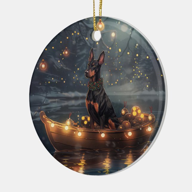 Adorno De Cerámica Viaje festivo de Navidades Doberman (Izquierda)