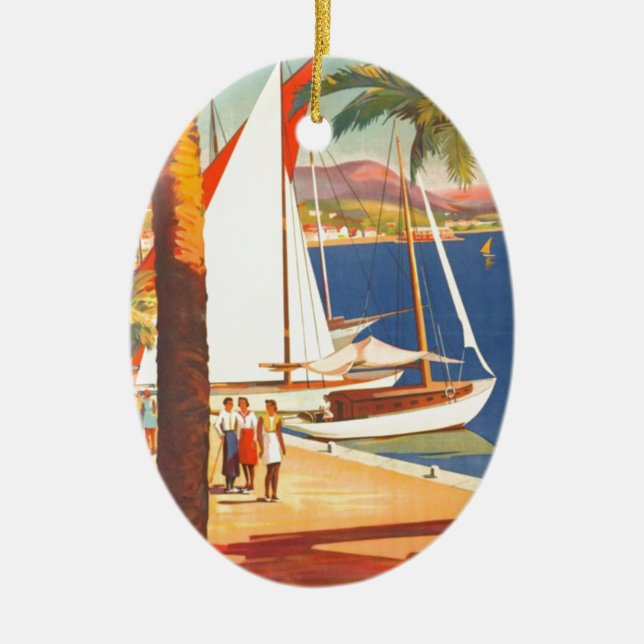 Adorno De Cerámica Viaje francés en la Costa Azul (Frente)