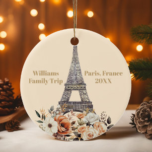 Adorno De Cerámica Viaje personalizado a París Torre Eiffel Floral Na