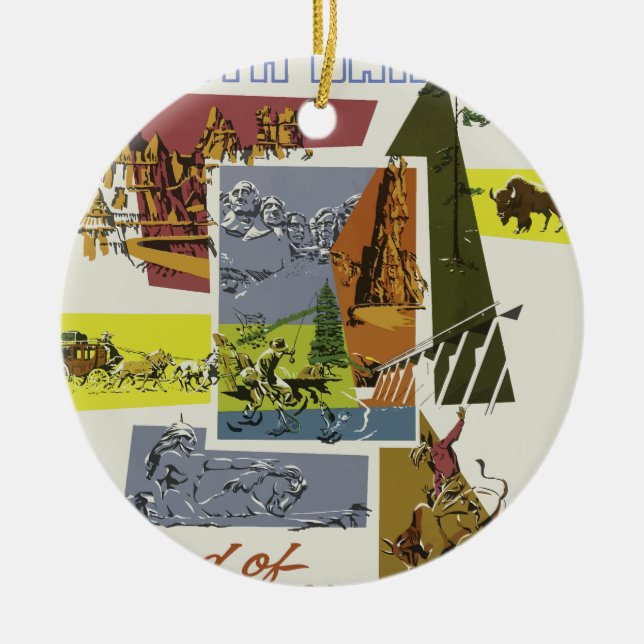 Adorno De Cerámica Viajes de cosecha South Dakota USA (Frente)